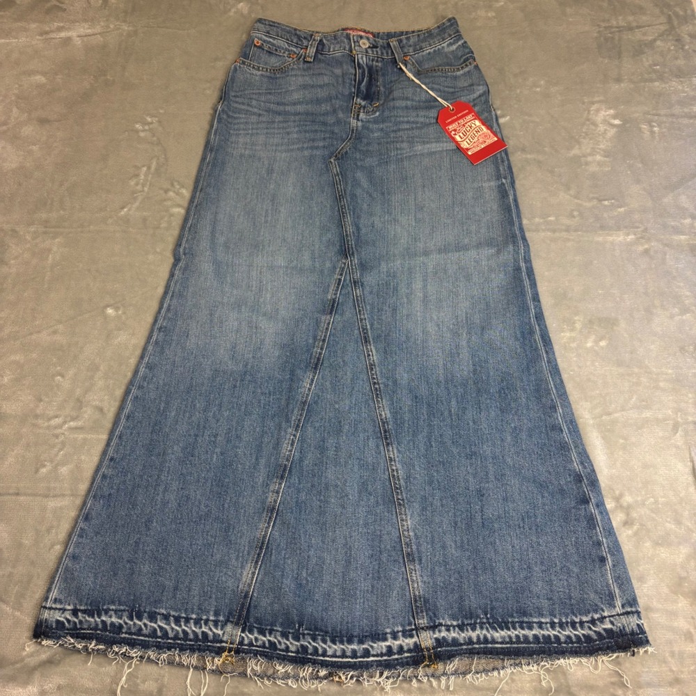 Lucky Brand Legend Denim Maxi Skirt women's 00 /  24 Blue New